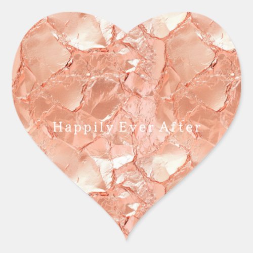 Pink Peach Rose Gold Glam Wedding Heart Sticker