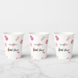 Pink Peach Rose Petals Floral Bridal Shower Paper Cups