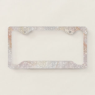 Pink Peach Rose Swirl Abstract Sparkle License Plate Frame