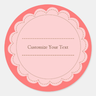 Pink & Peach Round Scallop Minimalist Classic Classic Round Sticker