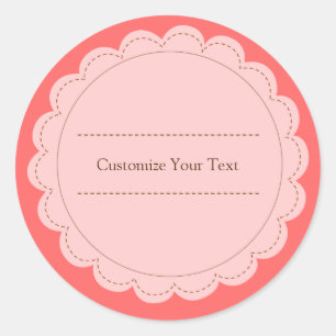Pink & Peach Round Scallop Minimalist Classic Sticker