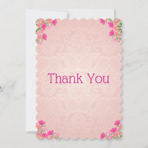 Pink & Peach Scalloped Thank You Card
