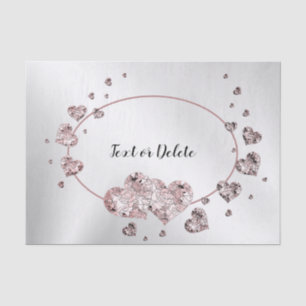 Pink Peach Shiny Hearts Geometric Elegant Tissue Paper