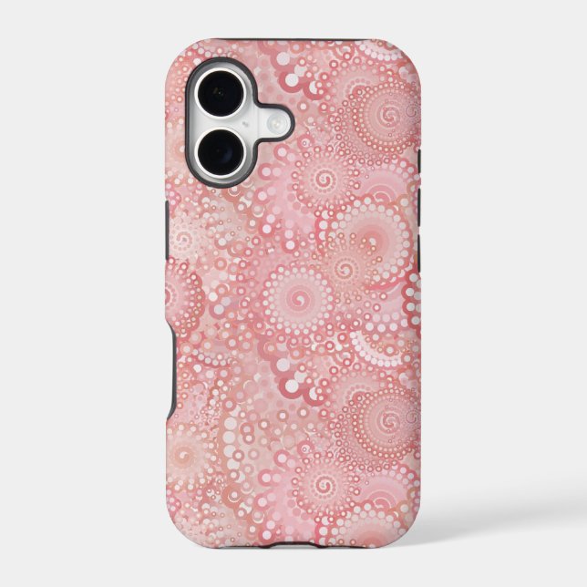 Pink, peach swirl pattern iphone case (Back)
