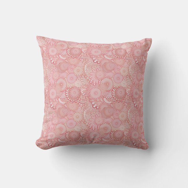 Pink, peach swirl pattern throw pillow (Front)