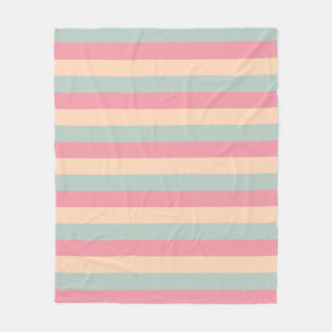 Pink Peach Teal Striped Template Modern Elegant Fleece Blanket