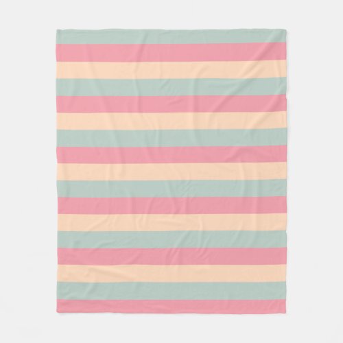 Pink Peach Teal Striped Template Modern Elegant Fleece Blanket