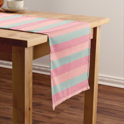 Pink Peach Teal Striped Template Pastel Colors Short Table Runner