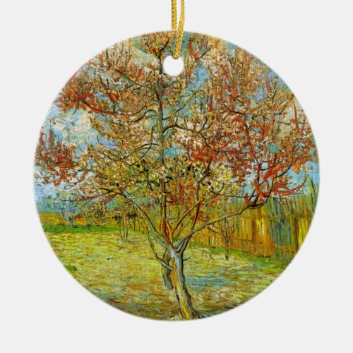 Pink Peach Tree in Blossom by Vincent van Gogh Ceramic Ornament