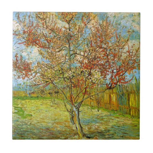 Pink Peach Tree in Blossom by Vincent van Gogh Ceramic Tile