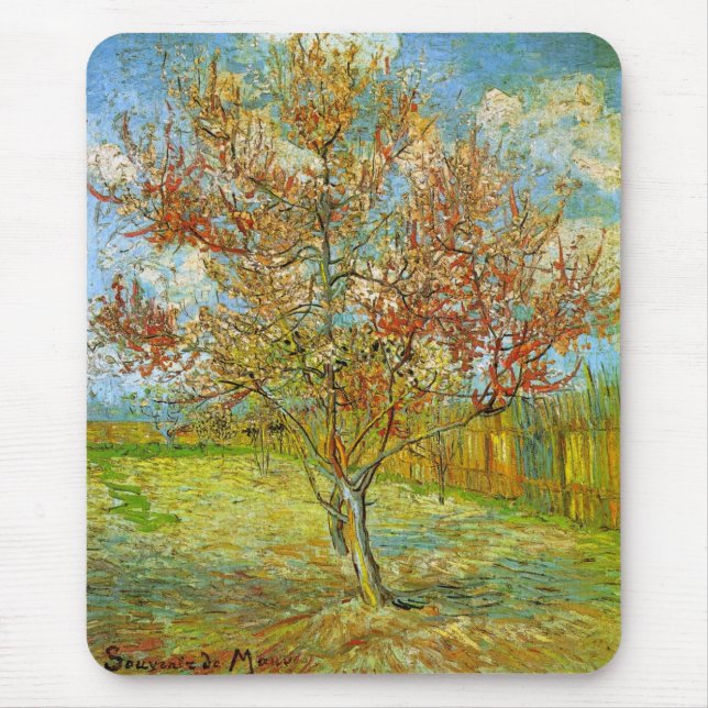 Pink Peach Tree in Blossom by Vincent van Gogh Mouse Pad (Front)