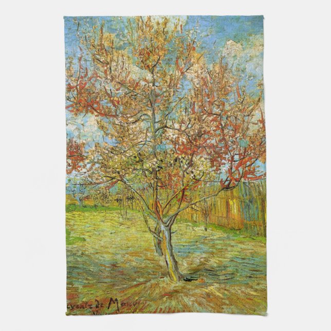 Pink Peach Tree in Blossom by Vincent van Gogh Towel (Vertical)