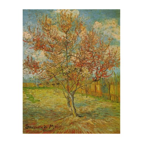 Pink Peach Tree in Blossom by Vincent van Gogh Wood Wall Decor