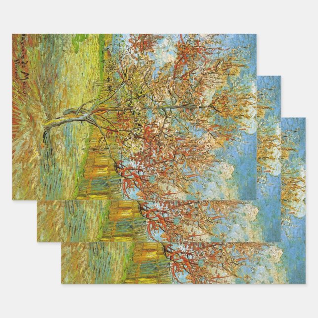 Pink Peach Tree in Blossom by Vincent van Gogh Wrapping Paper Sheets (Set)
