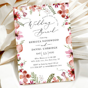 Pink Peach Watercolor Floral Wedding Brunch Invitation