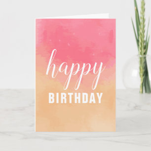 Pink Peach Watercolor Happy Birthday For Wife cute Card