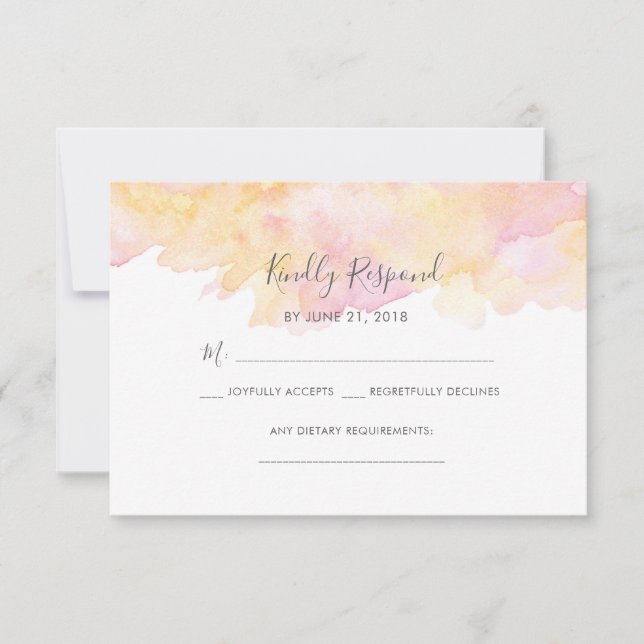 Pink & Peach Watercolor RSVP cards (Front)
