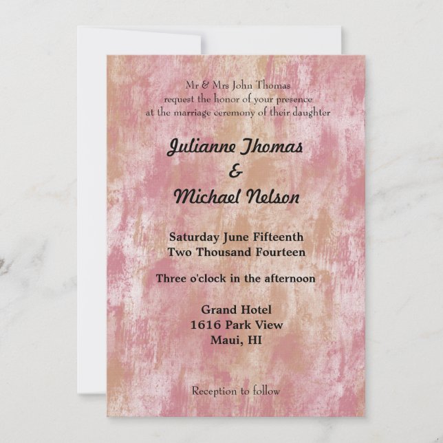 Pink Peach Wedding Invitation (Front)