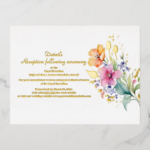 Pink Peach Yellow Blooms Enclosure Foil Card