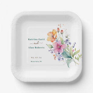 Pink Peach Yellow Blooms  Paper Plates