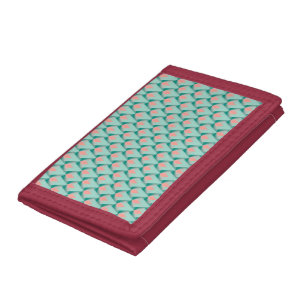 Pink Peach Yukka And Green Art Deco Pattern Trifold Wallet