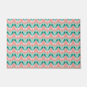 Pink Peach Yukka And Green ZigZag Pattern Doormat