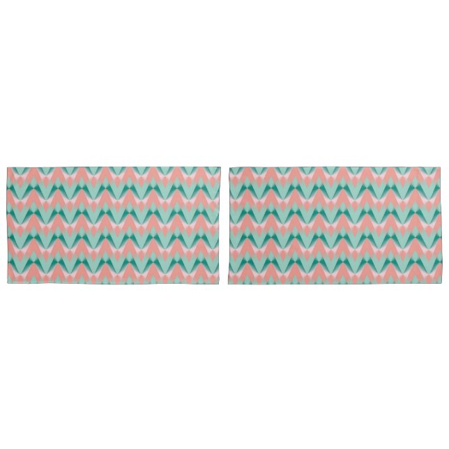 Pink Peach Yukka And Green ZigZag Pattern Pillow Case (Front-Set)