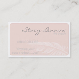 Pink Peacock Feather Business Card
