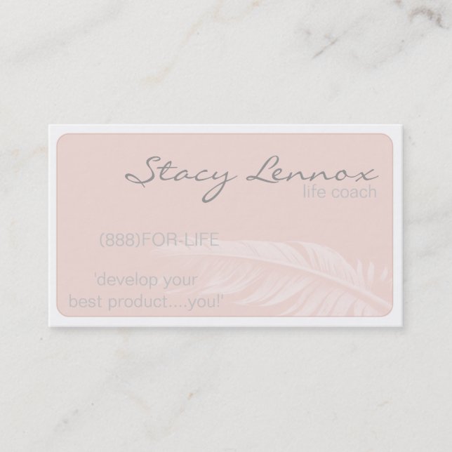 Pink Peacock Feather Business Card (Front)