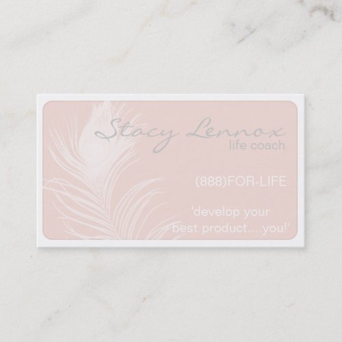 Pink Peacock Feather Business Card