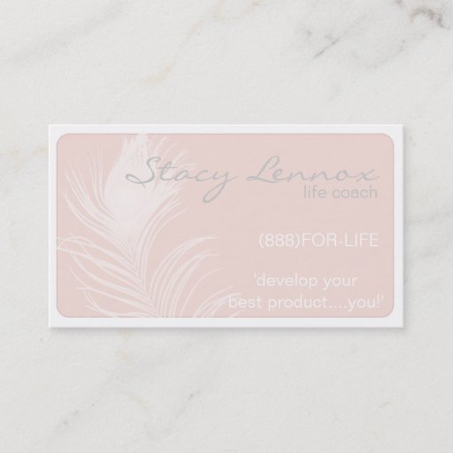Customizable Pink Peacock Feather Business Card