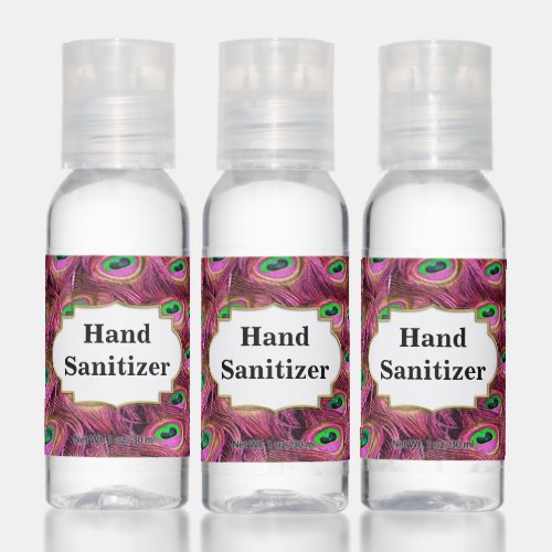 Pink Peacock Feather Hand Sanitizer