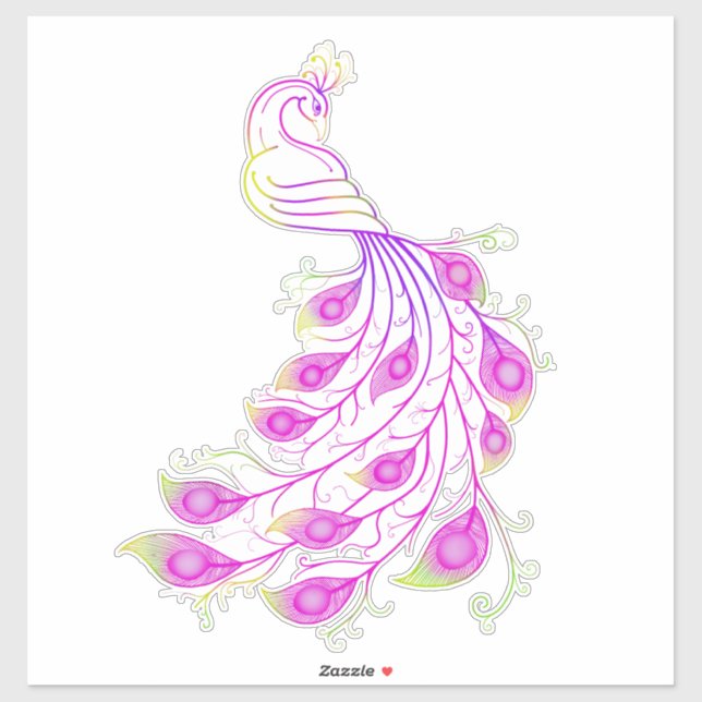 Pink Peacock III Sticker (Sheet)