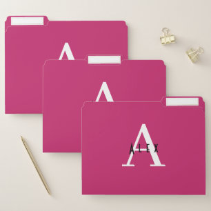 Pink Peacock Modern Custom Monogram File Folder