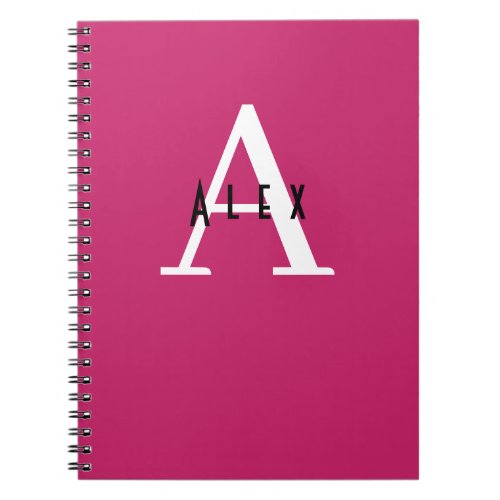 Pink Peacock Modern Custom Monogram Notebook