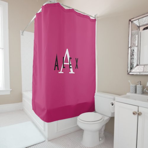 Pink Peacock Modern Custom Monogram Shower Curtain