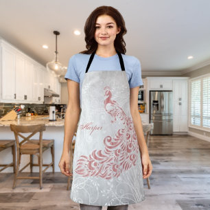 Pink Peacock Personalize Print Apron