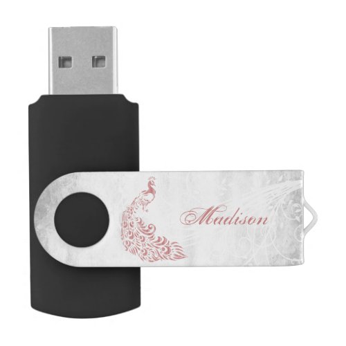 Pink Peacock Personalize USB Flash Drive