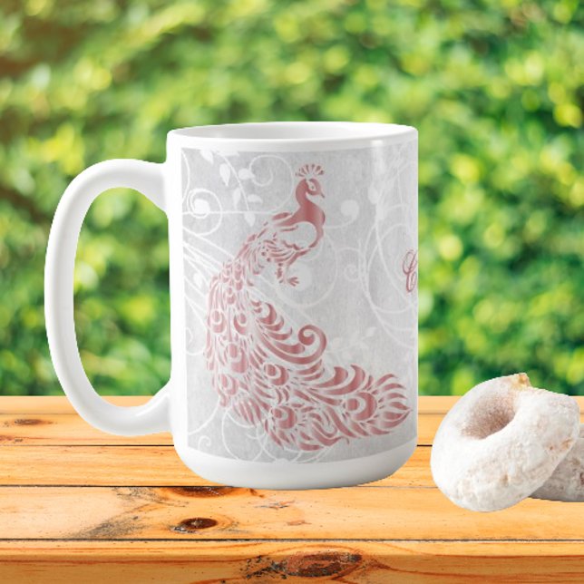 Pink Peacock Personalized Coffee Mug (Pink Peacock Personalized Coffee Mug)