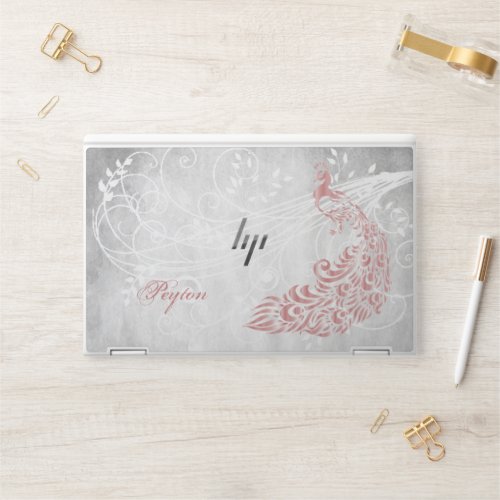 Pink Peacock Personalized HP Laptop Skin