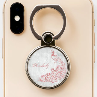Pink Peacock Personalized Ring Holder