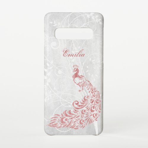 Pink Peacock Personalized Samsung Galaxy S10 Case