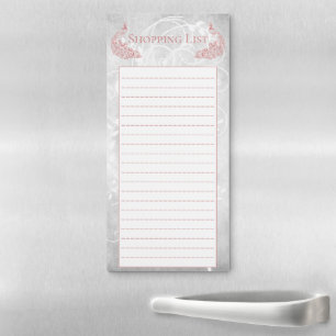 Pink Peacocks Shopping List Magnetic Notepad
