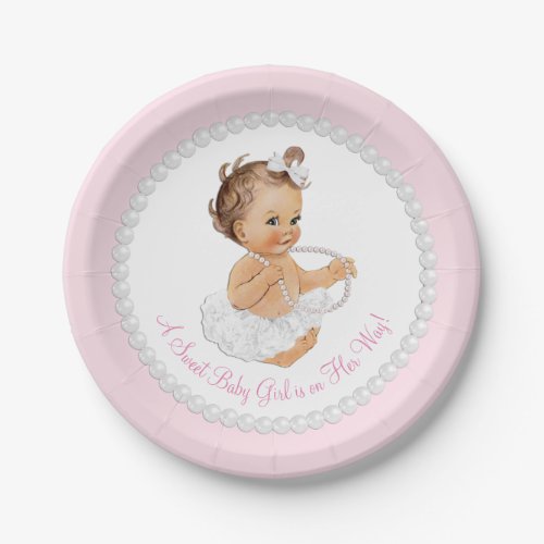 Pink Pearl Ballerina Baby Shower Paper Plates