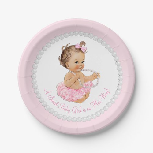 Pink Pearl Ballerina Baby Shower Paper Plates