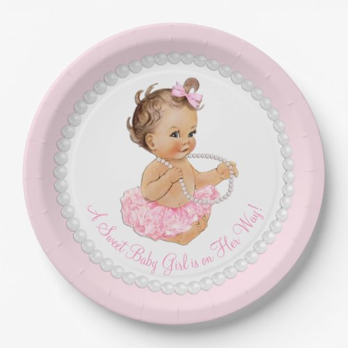 Pink Pearl Ballerina Tutu Baby Shower Paper Plates