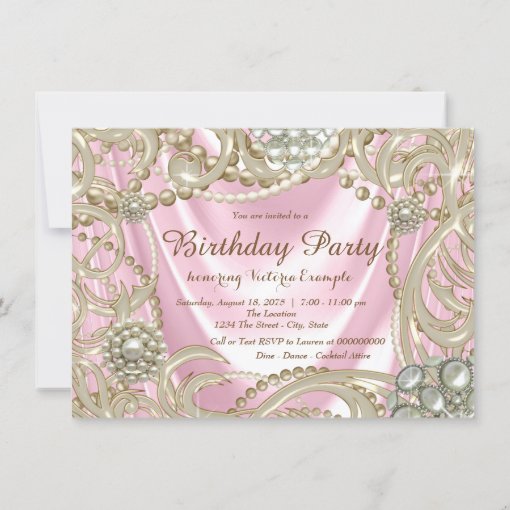 Pink Pearl Birthday Party Invitation Zazzle