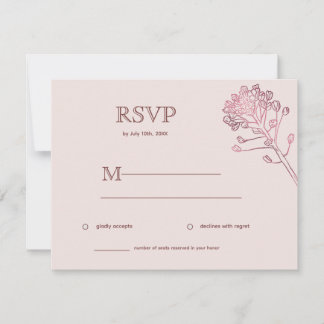 Pink Pearl Botanical Horizontal RSVP Card