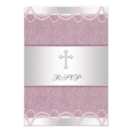 Pink Pearl Cross Baby Girl Baptism Christening RSV 3.5x5 Paper ...