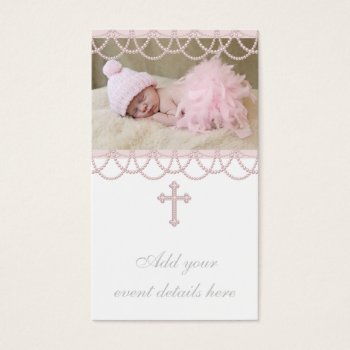 Pink Pearl Cross Bomboniere Tags by InvitationCentral at Zazzle